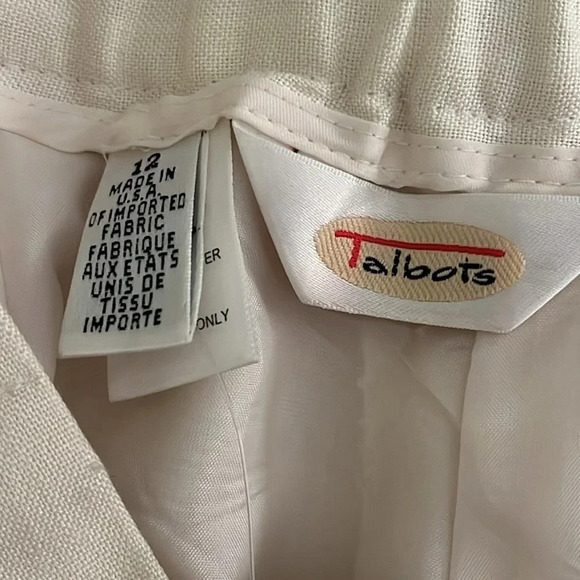Talbots | NEW cream viscose/linen trouser pants women’s size 12 high rise taper - Picture 8 of 10